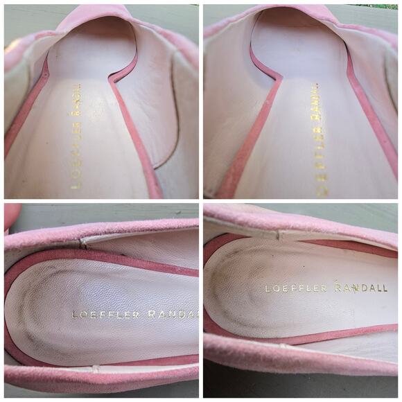 Pink Suede Pumps Loeffler Randall Size 7 Chunky Heel Pointed Toe Leather Sole - Picture 9 of 12